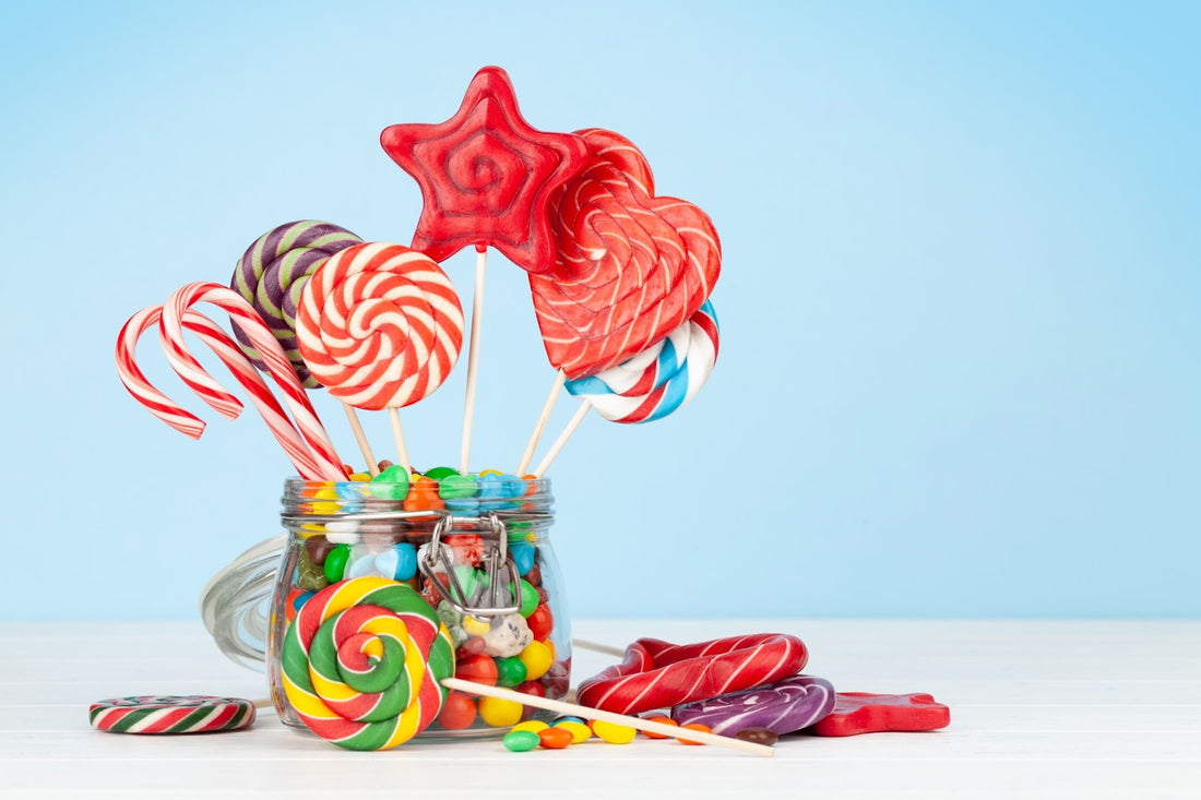 Various hard candy and lollipops.