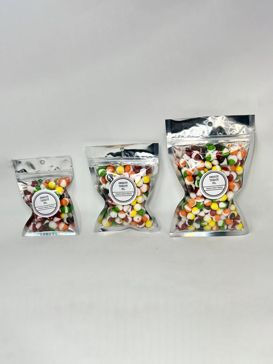 Different packs of freeze dried berry skittles. ideal for snack at any time and any occasions